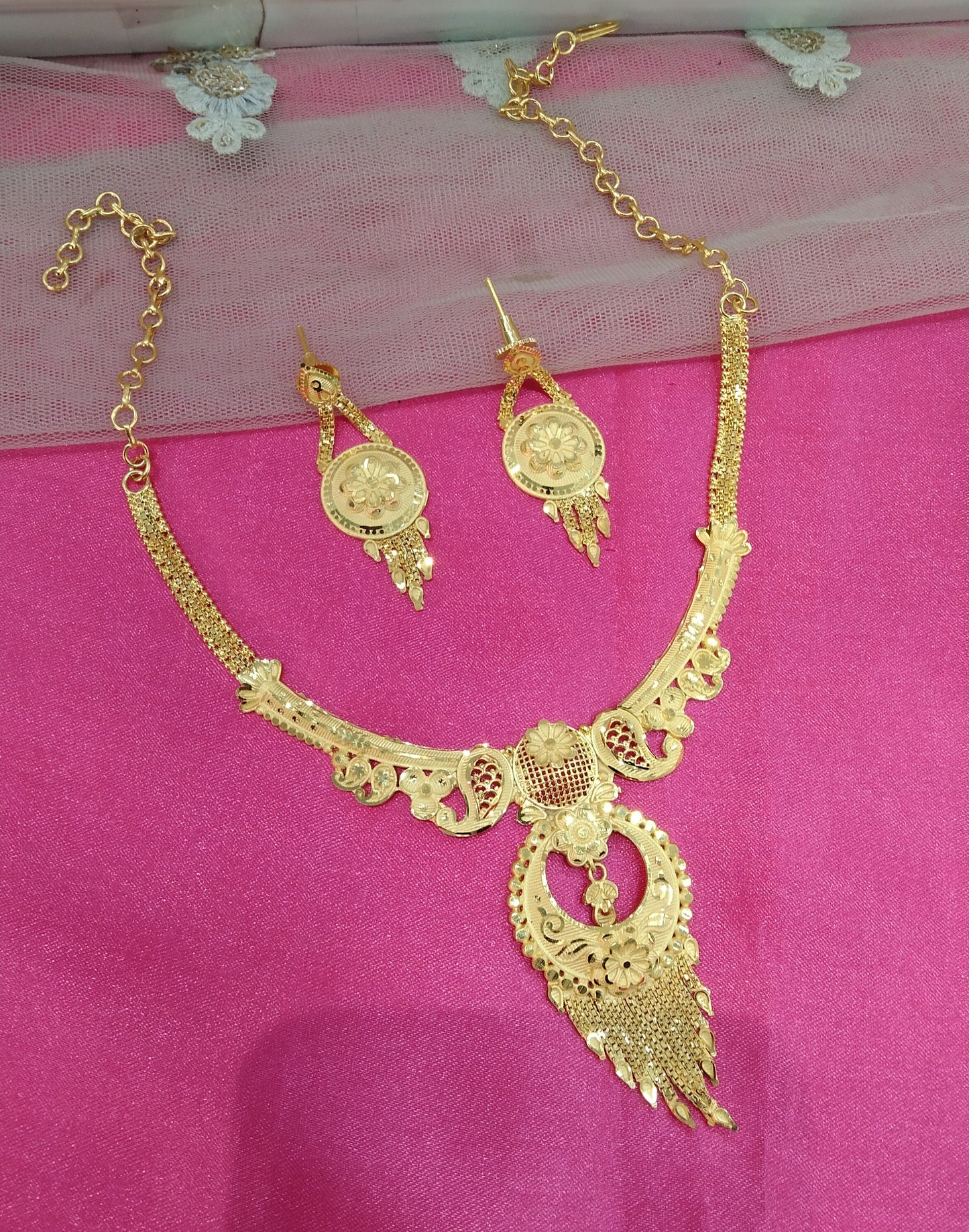 1 gram gold finish forming jewelry Necklace gline set