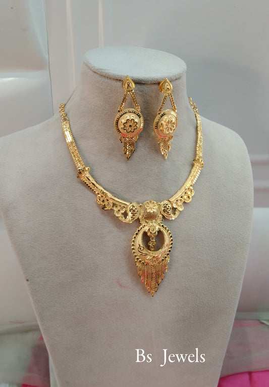 1 gram gold finish forming jewelry Necklace gline set