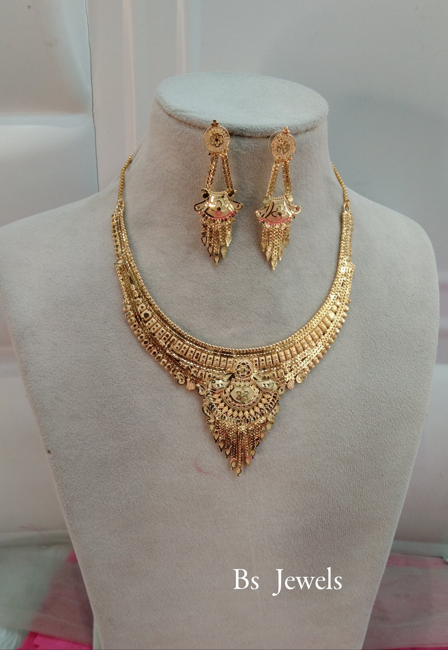 1 gram gold finish forming jewelry Necklace gline set