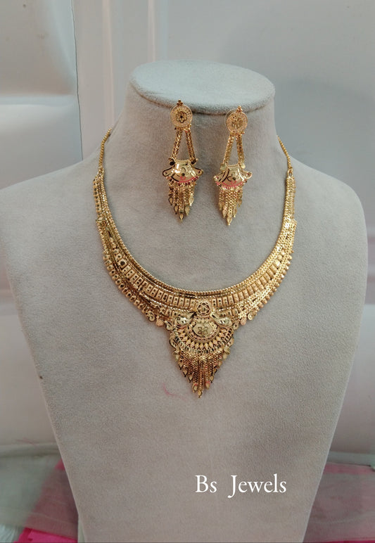 1 gram gold finish forming jewelry Necklace gline set