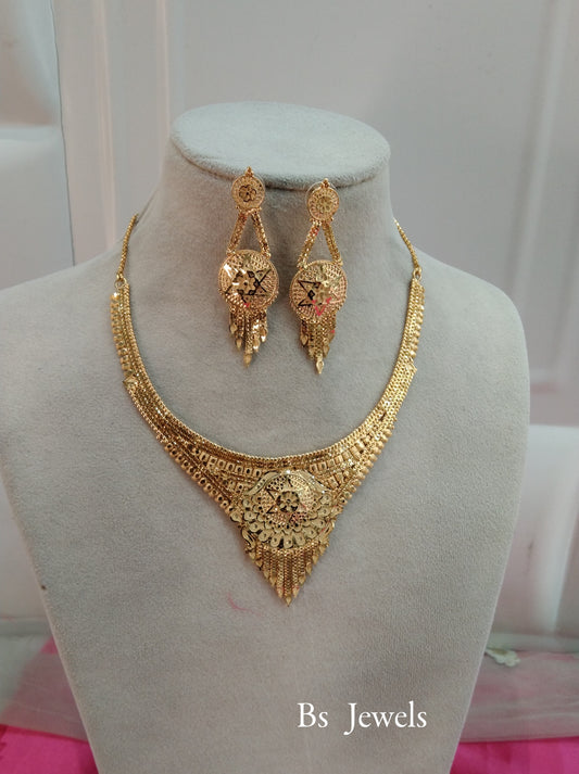 1 gram gold finish forming jewelry Necklace gline set