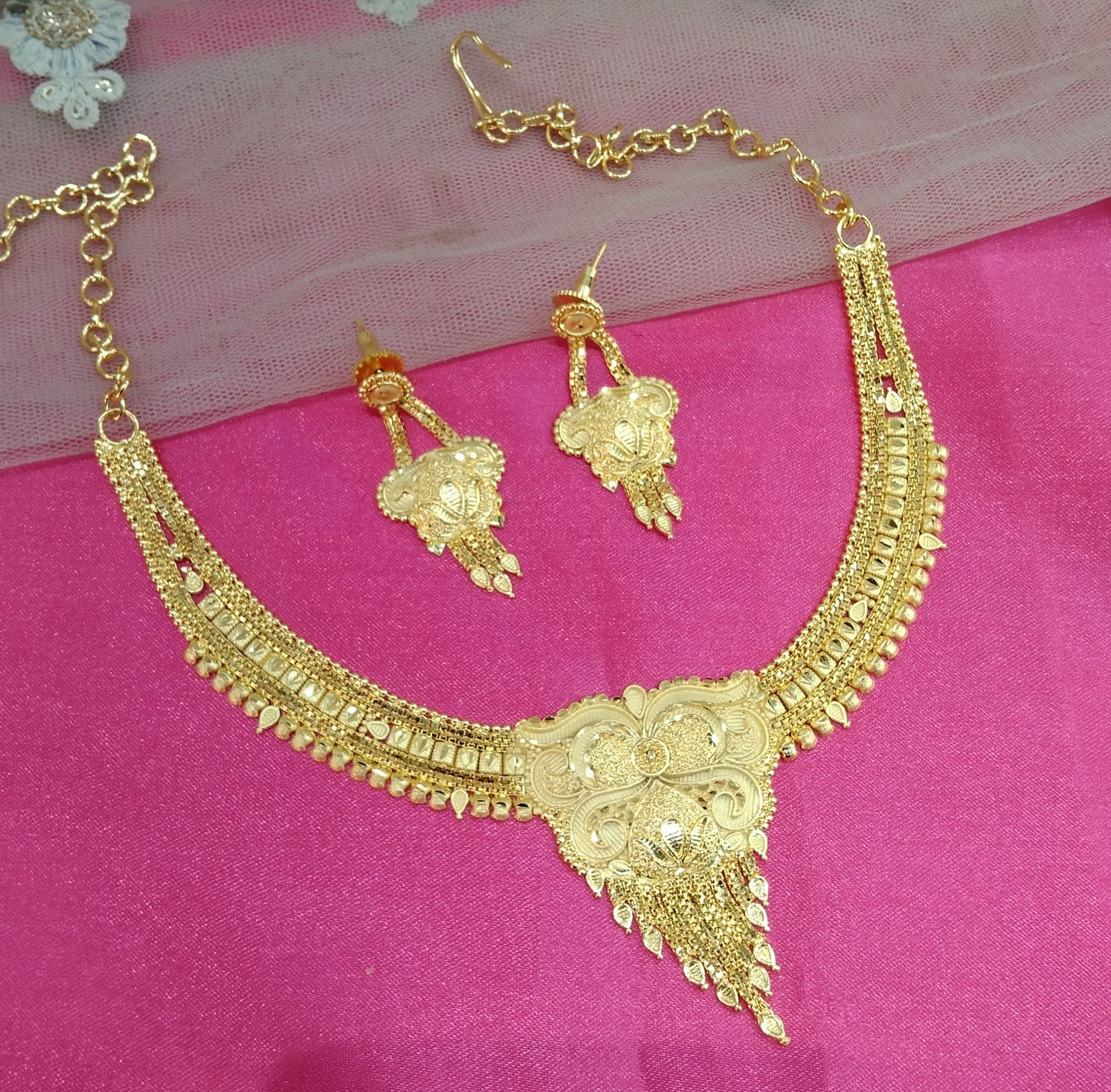 1 gram gold finish forming jewelry Necklace gline set
