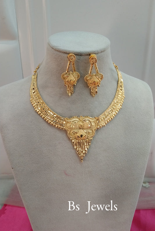 1 gram gold finish forming jewelry Necklace gline set