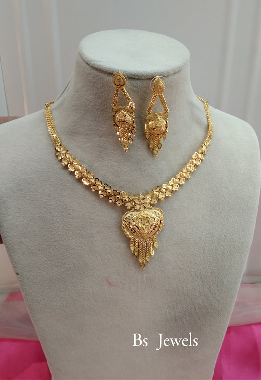 1 gram gold finish forming jewelry Necklace gline set