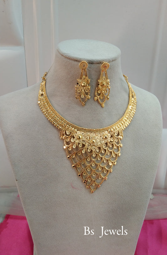 1 gram gold finish forming jewelry Necklace gline set