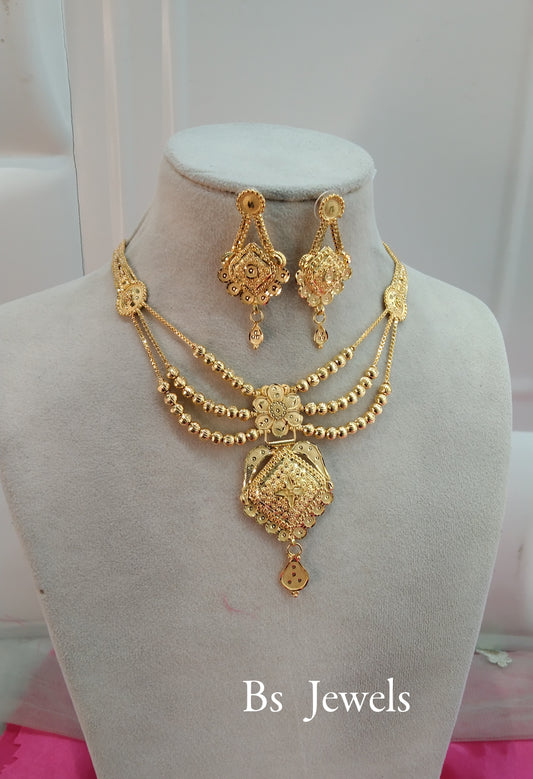 1 gram gold finish forming jewelry Necklace gline set