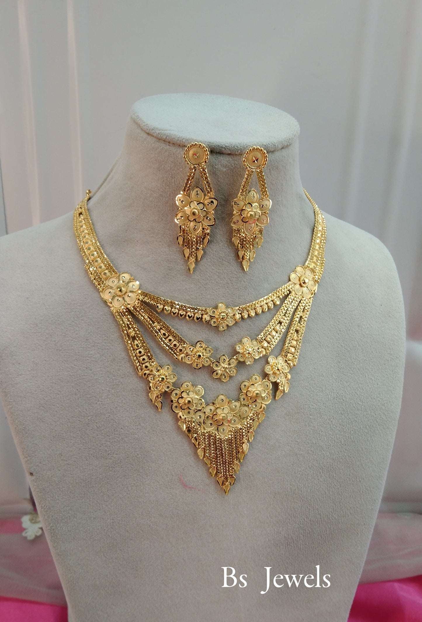1 gram gold finish forming jewelry Necklace gline set