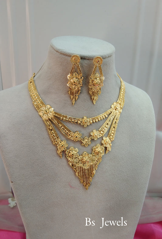 1 gram gold finish forming jewelry Necklace gline set