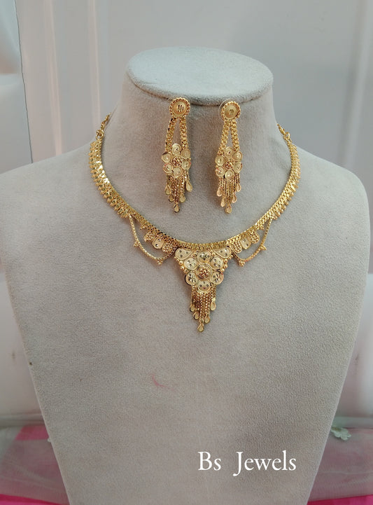 1 gram gold finish forming jewelry Necklace gline set