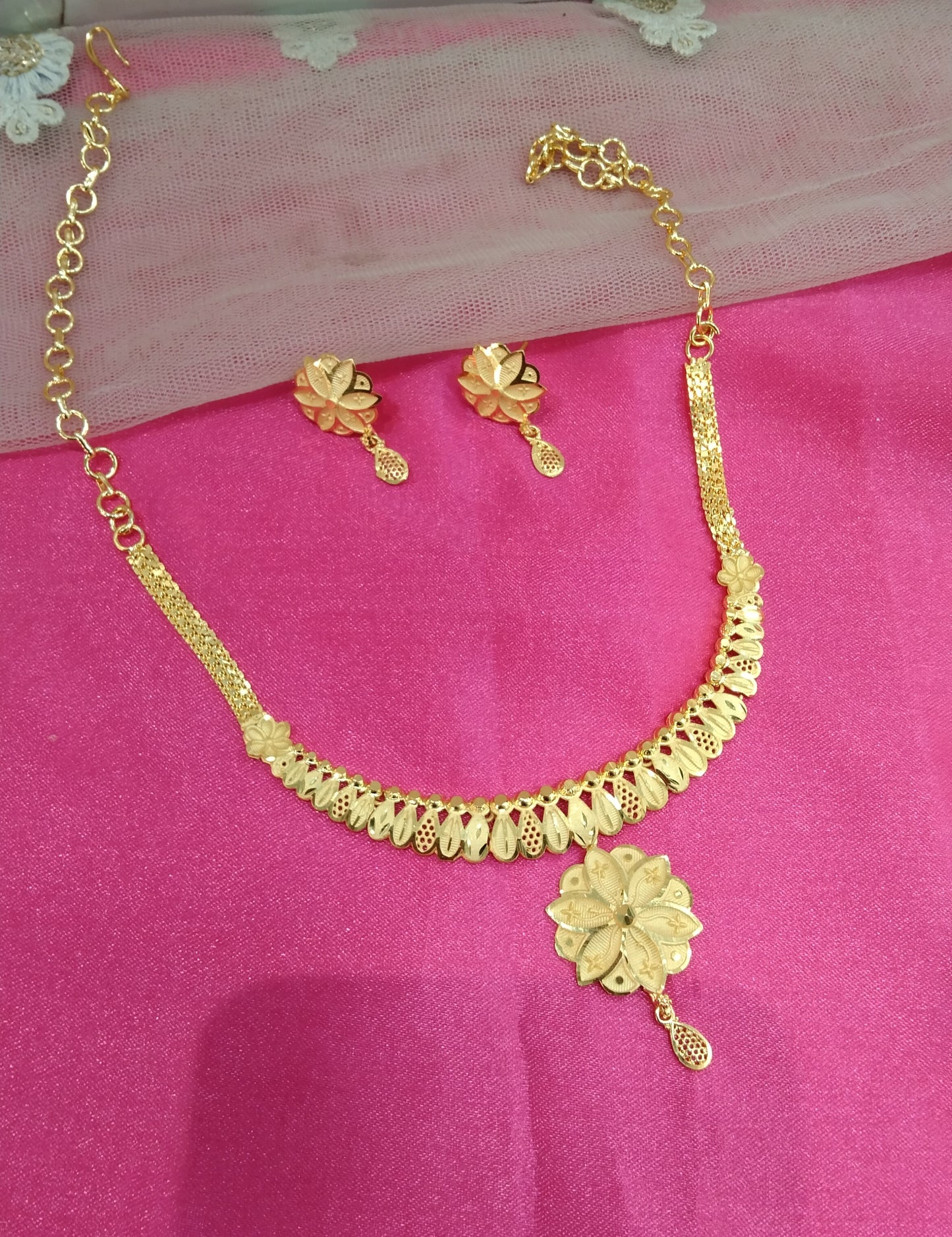 1 gram gold finish forming jewelry Necklace gline set