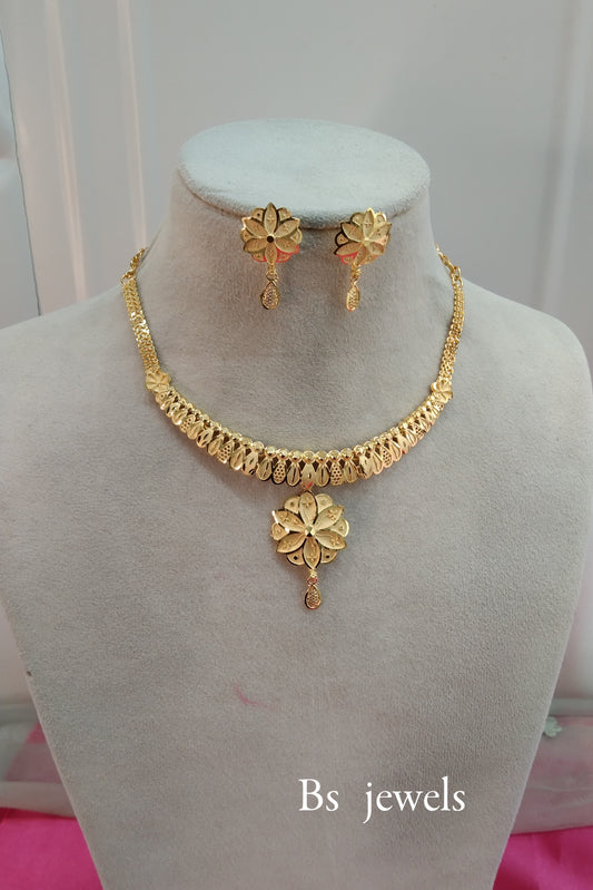 1 gram gold finish forming jewelry Necklace gline set