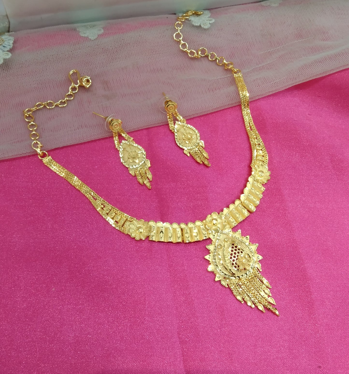 1 gram gold finish forming jewelry Necklace gline set