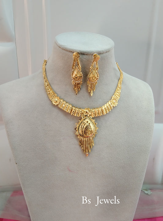 1 gram gold finish forming jewelry Necklace gline set