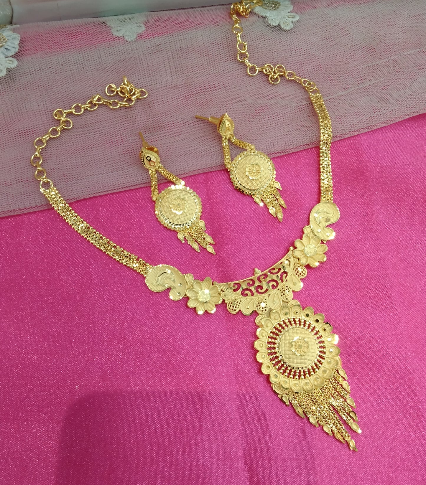 1 gram gold finish forming jewelry Necklace gline set