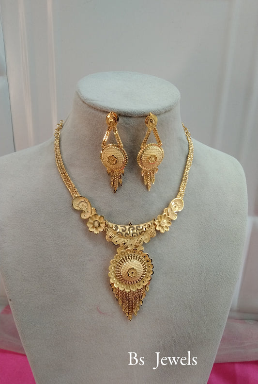 1 gram gold finish forming jewelry Necklace gline set