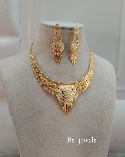 1 gram gold finish forming jewelry Necklace gline set