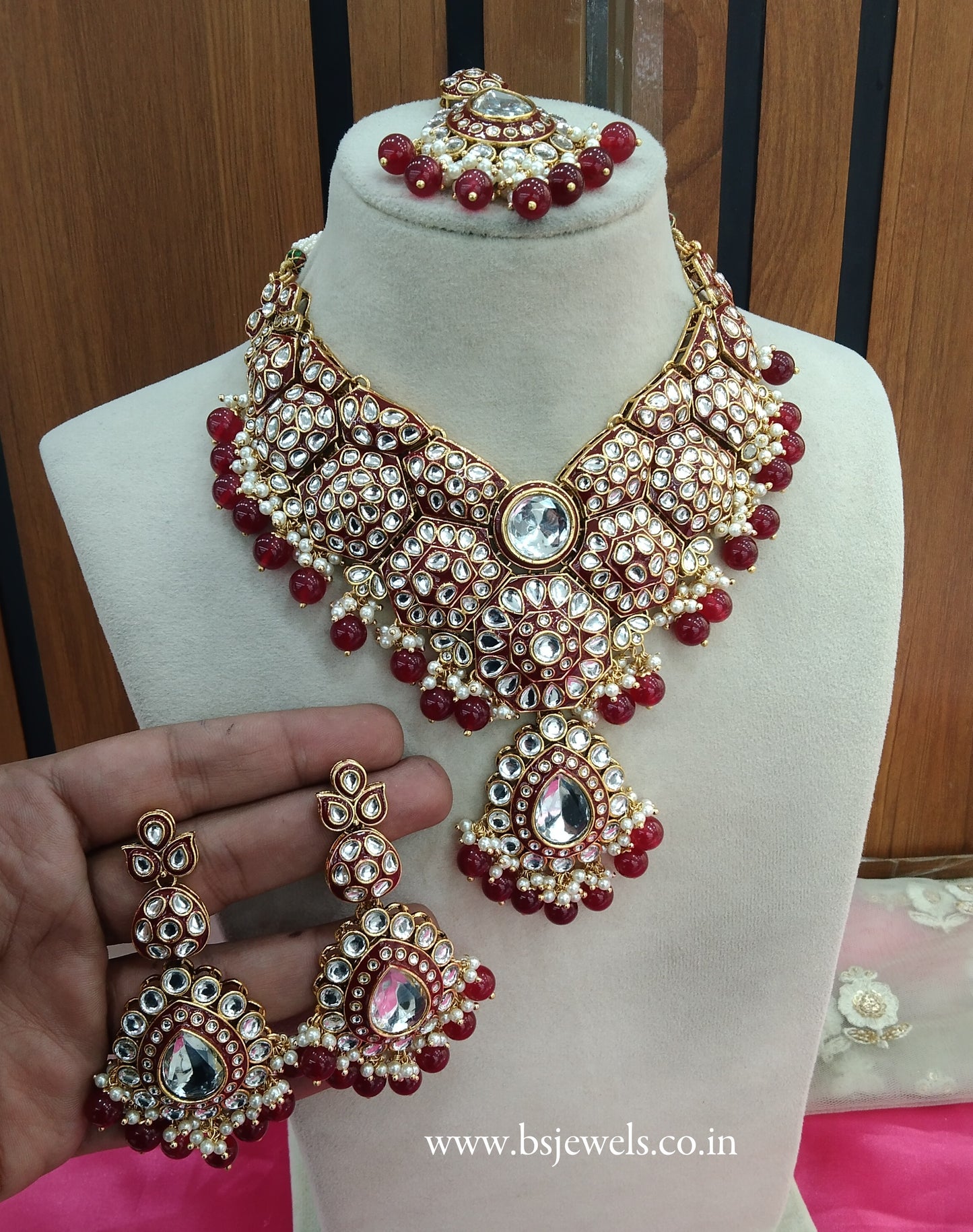 Ruby Kundan Necklace Jewellery Like Set