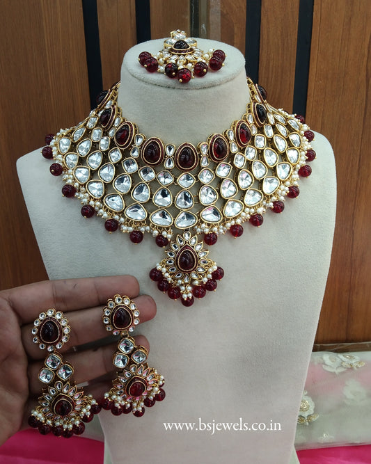 Marron Kundan Necklace Jewellery Lite Set