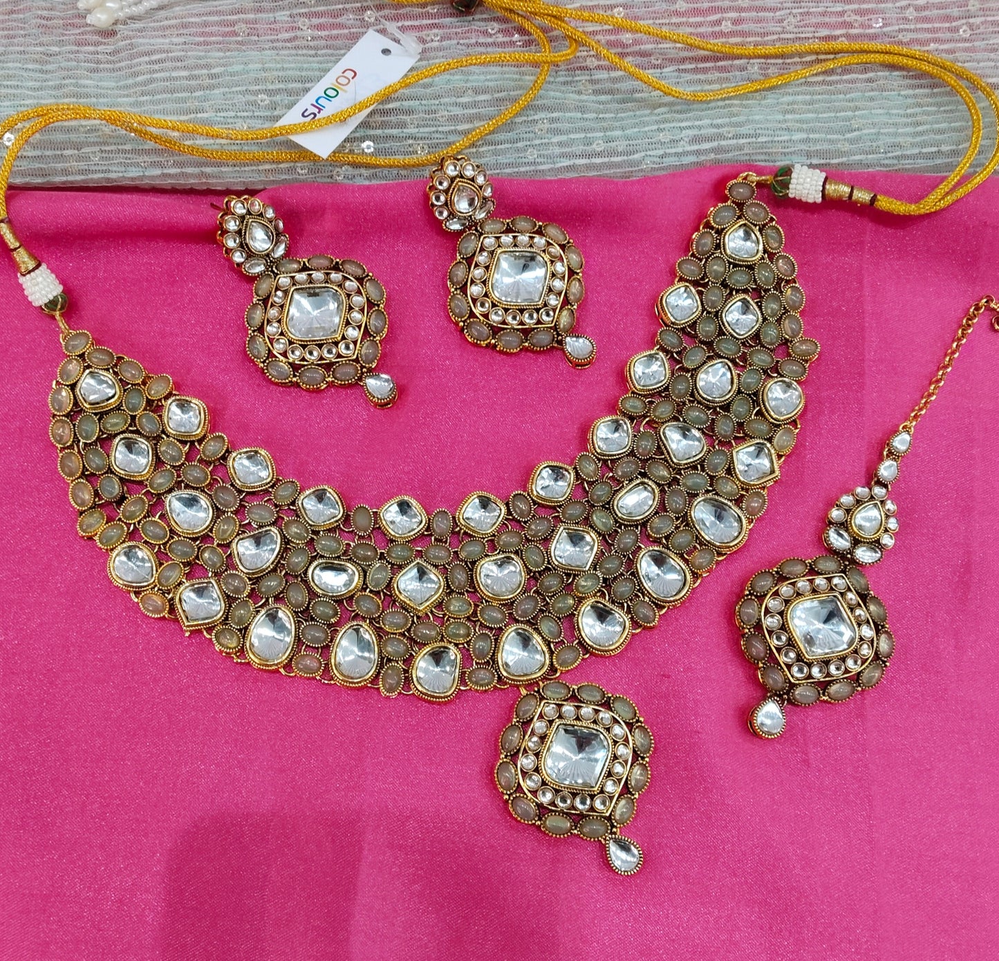 Pista Kundan Necklace Jewellery Life Set