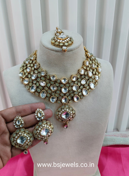 Pista Kundan Necklace Jewellery Life Set