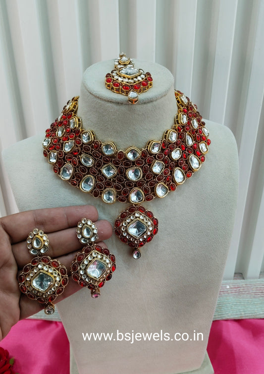 Majenta Kundan Necklace Jewellery Life Set