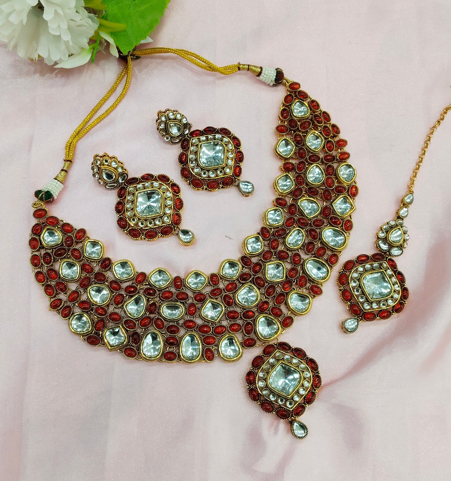 Majenta Kundan Necklace Jewellery Life Set