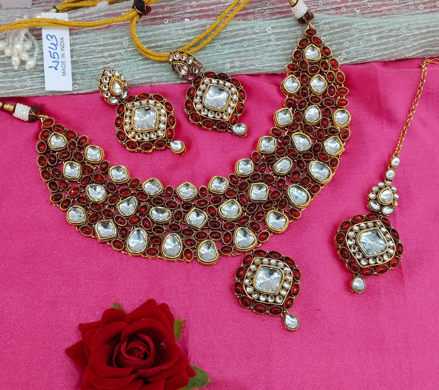 Majenta Kundan Necklace Jewellery Life Set