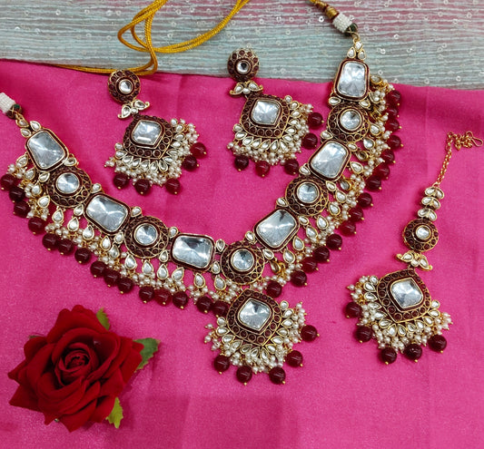 Ruby Kundan Necklace Jewellery London Set