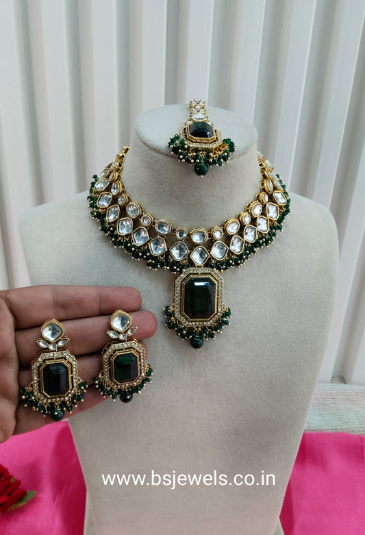 Green Kundan Necklace Jewellery Legend Set