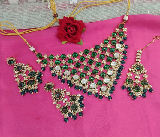 Rama Green Kundan Necklace Jewellery Land Set