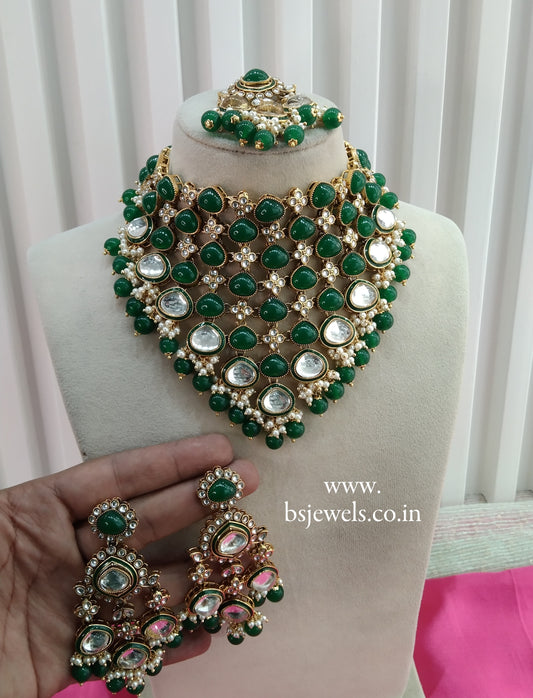 Green Kundan Necklace Jewellery Land Set