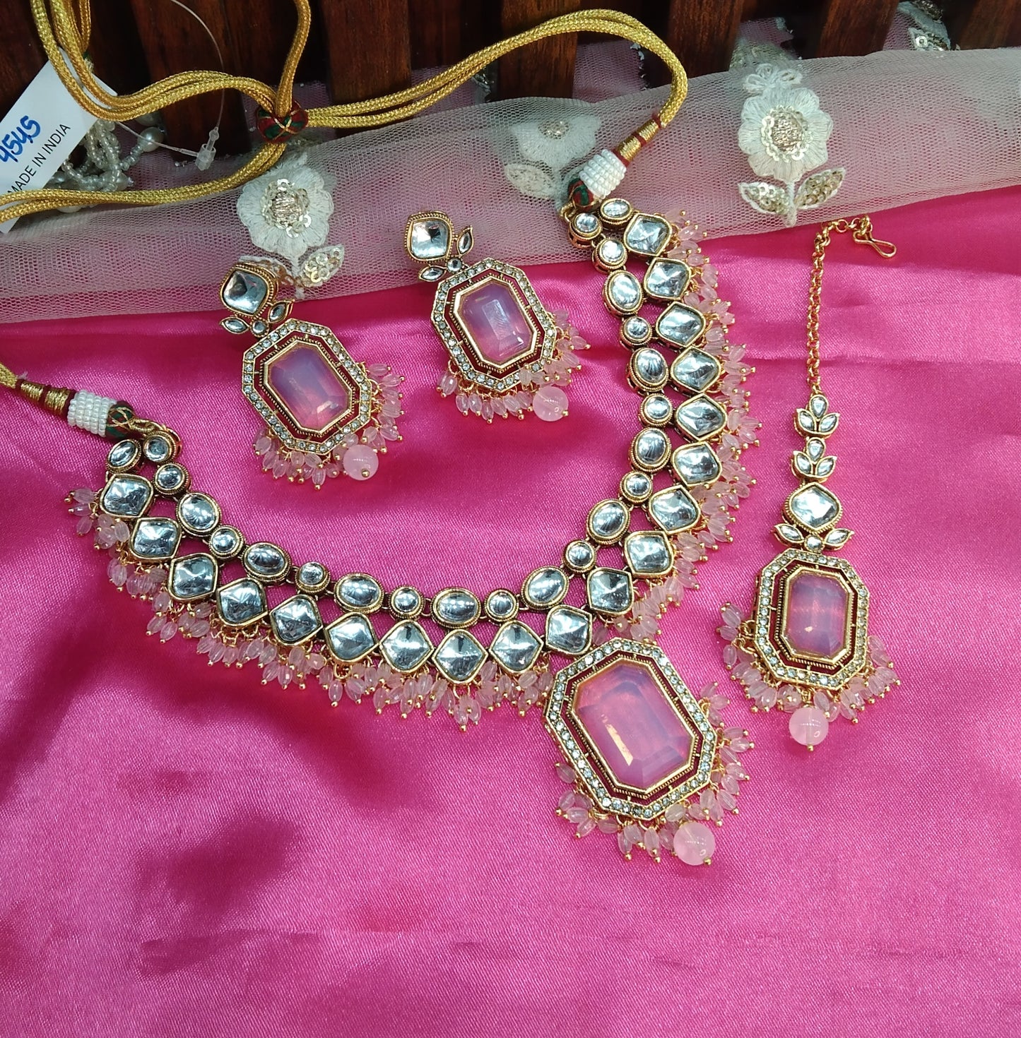 Pink Kundan Necklace Jewellery Legend Set