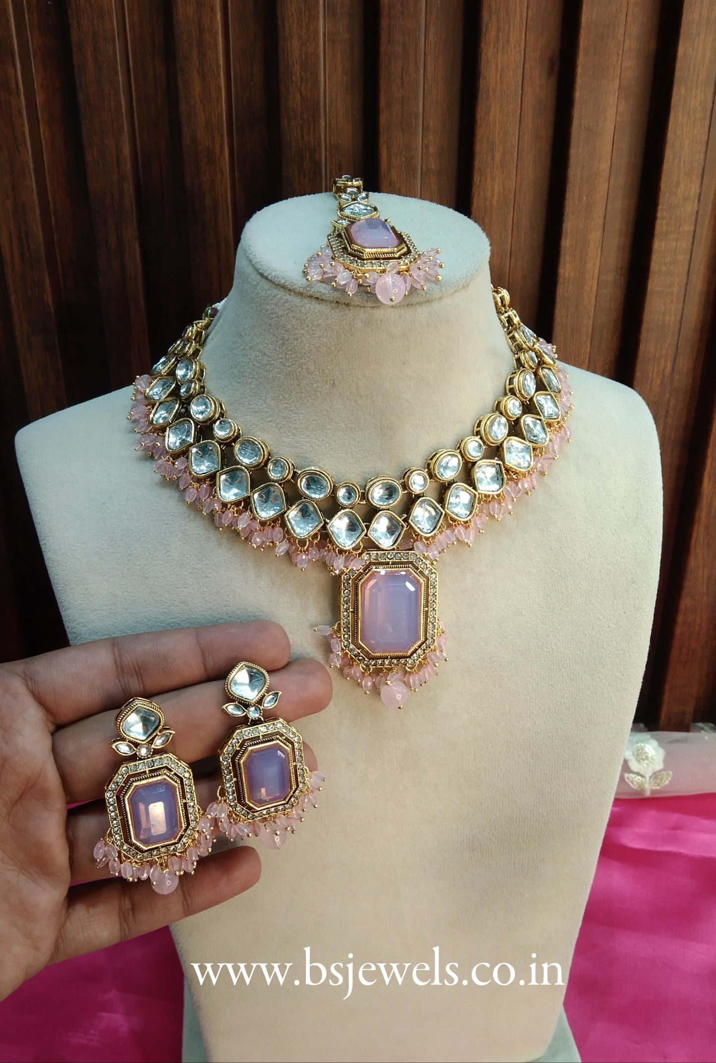 Pink Kundan Necklace Jewellery Legend Set