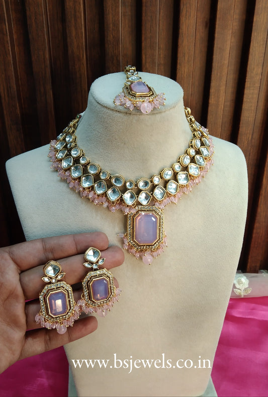 Pink Kundan Necklace Jewellery Legend Set