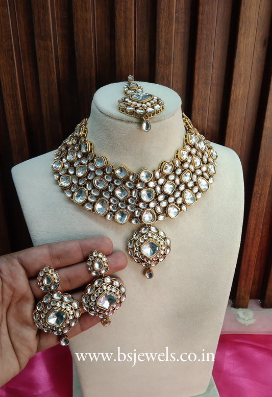Antique Gold Kundan Necklace Jewellery Life Set