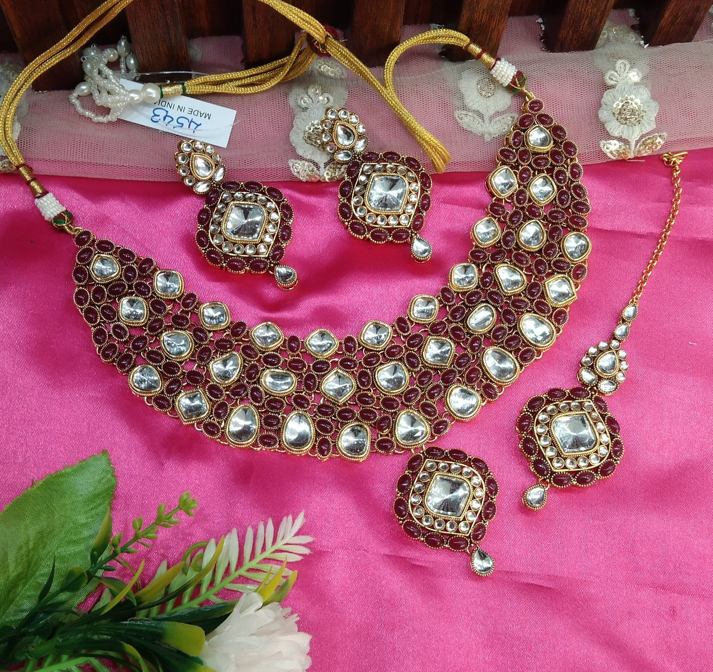 Ruby Kundan Necklace Jewellery Life Set