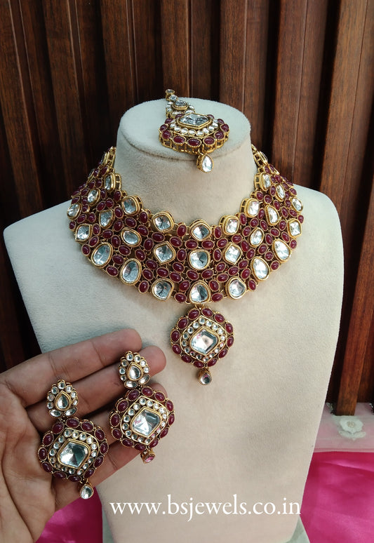 Ruby Kundan Necklace Jewellery Life Set