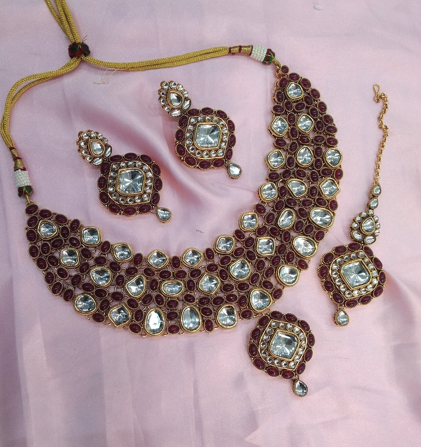 Ruby Kundan Necklace Jewellery Life Set