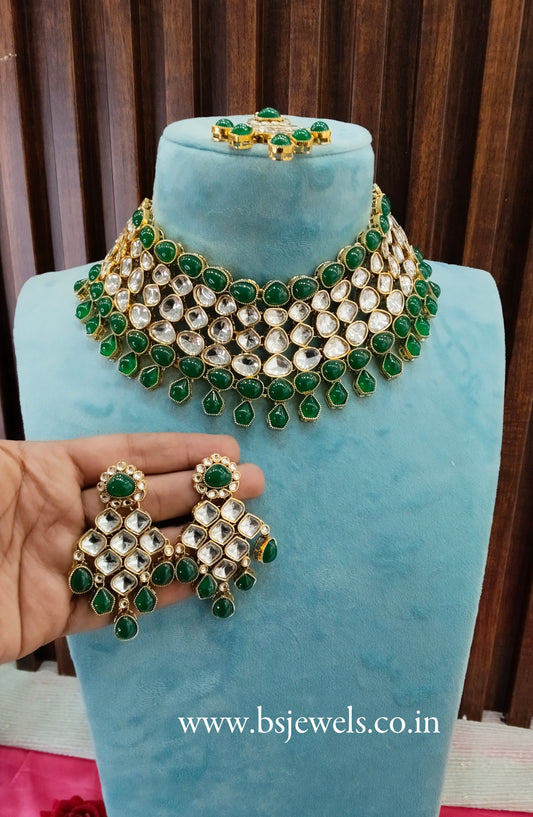 Green Kundan Necklace Jewellery Lucky Set
