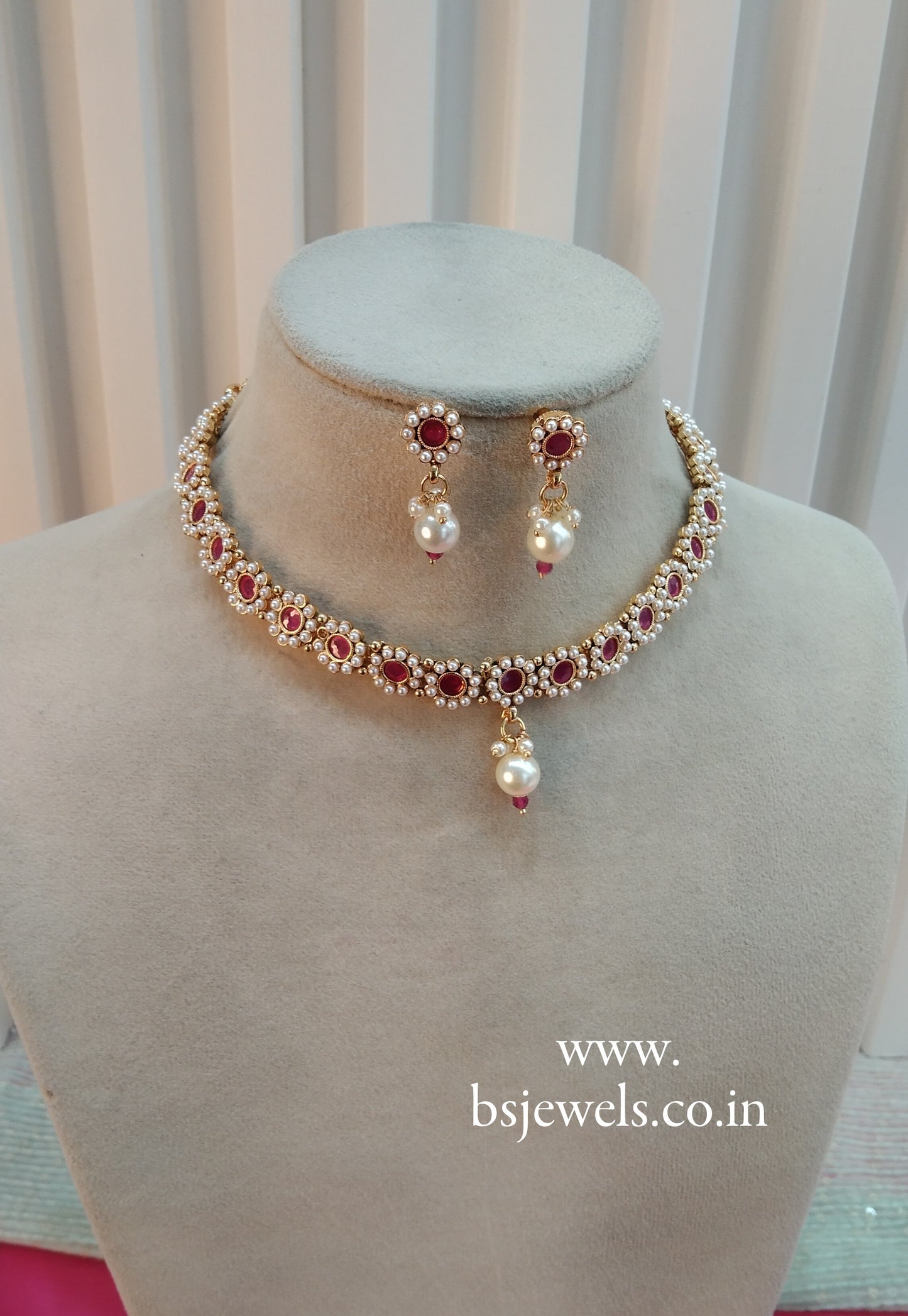 Ruby Gold Polki Necklace Jewellery Delta Set