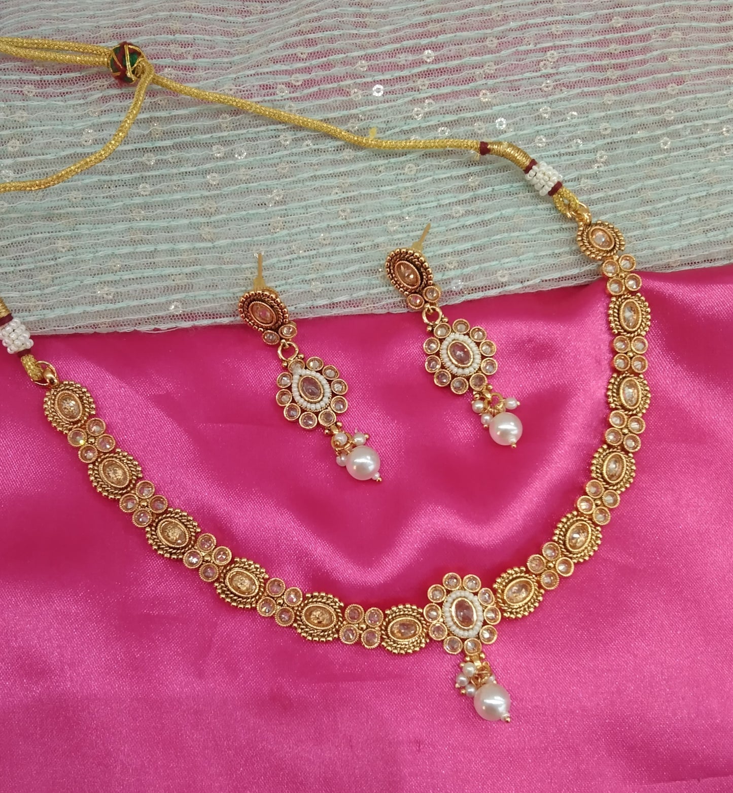 Gold Polki Necklace Jewellery Delta Set