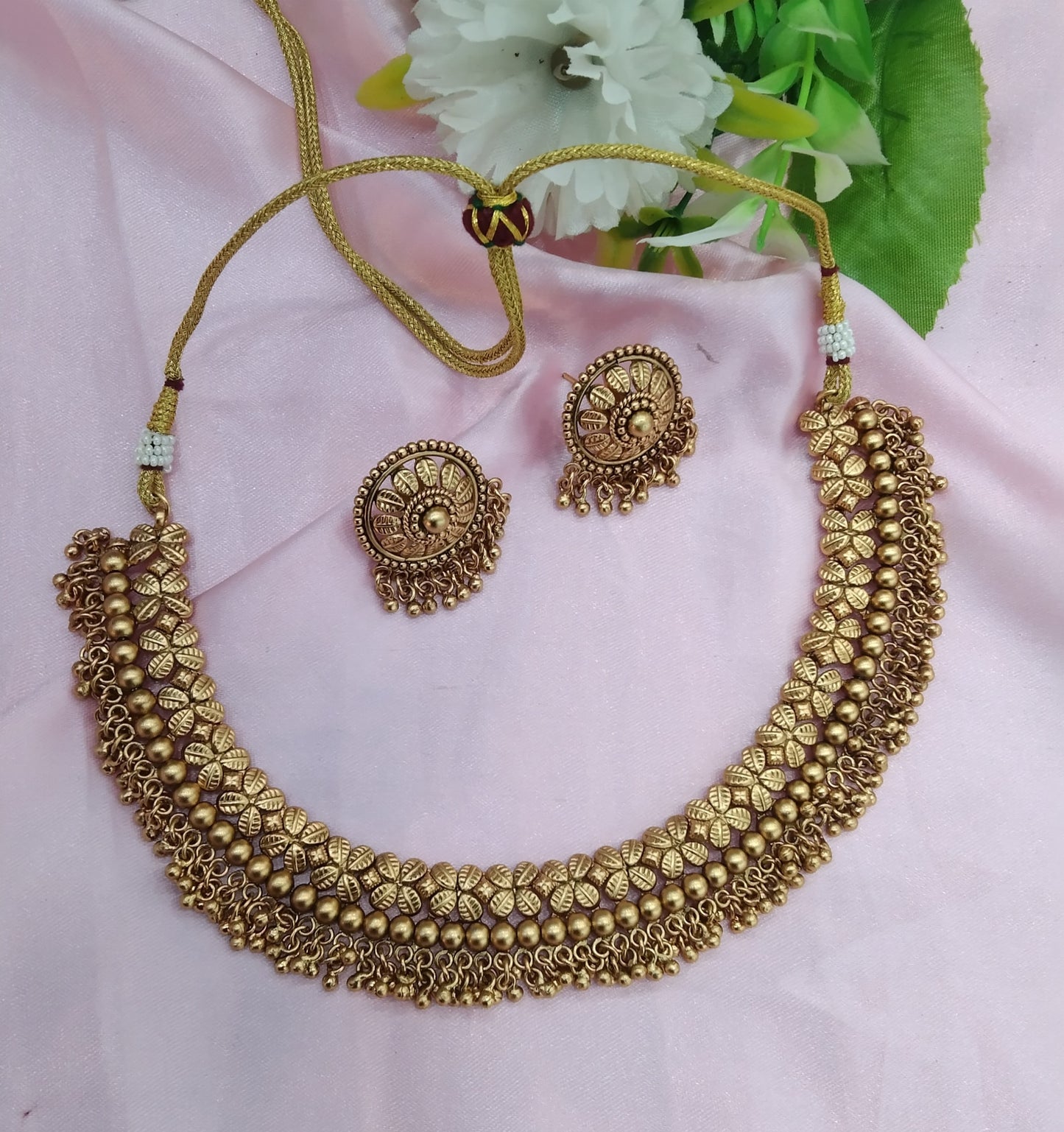 Gold Polki Necklace Jewellery Delta Set