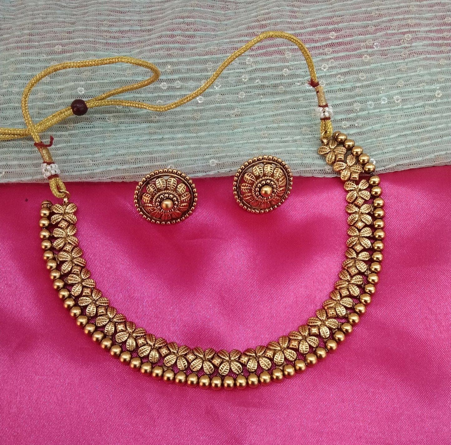 Gold Polki Necklace Jewellery Delta Set