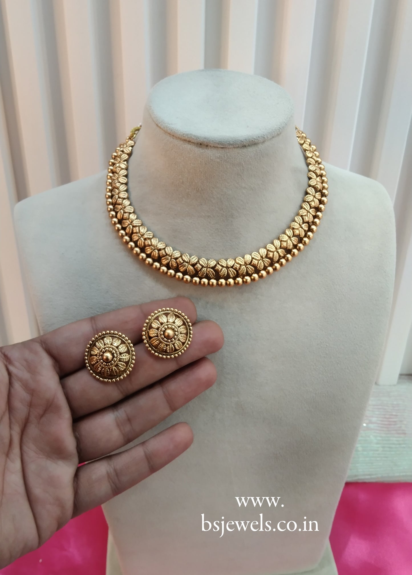 Gold Polki Necklace Jewellery Delta Set