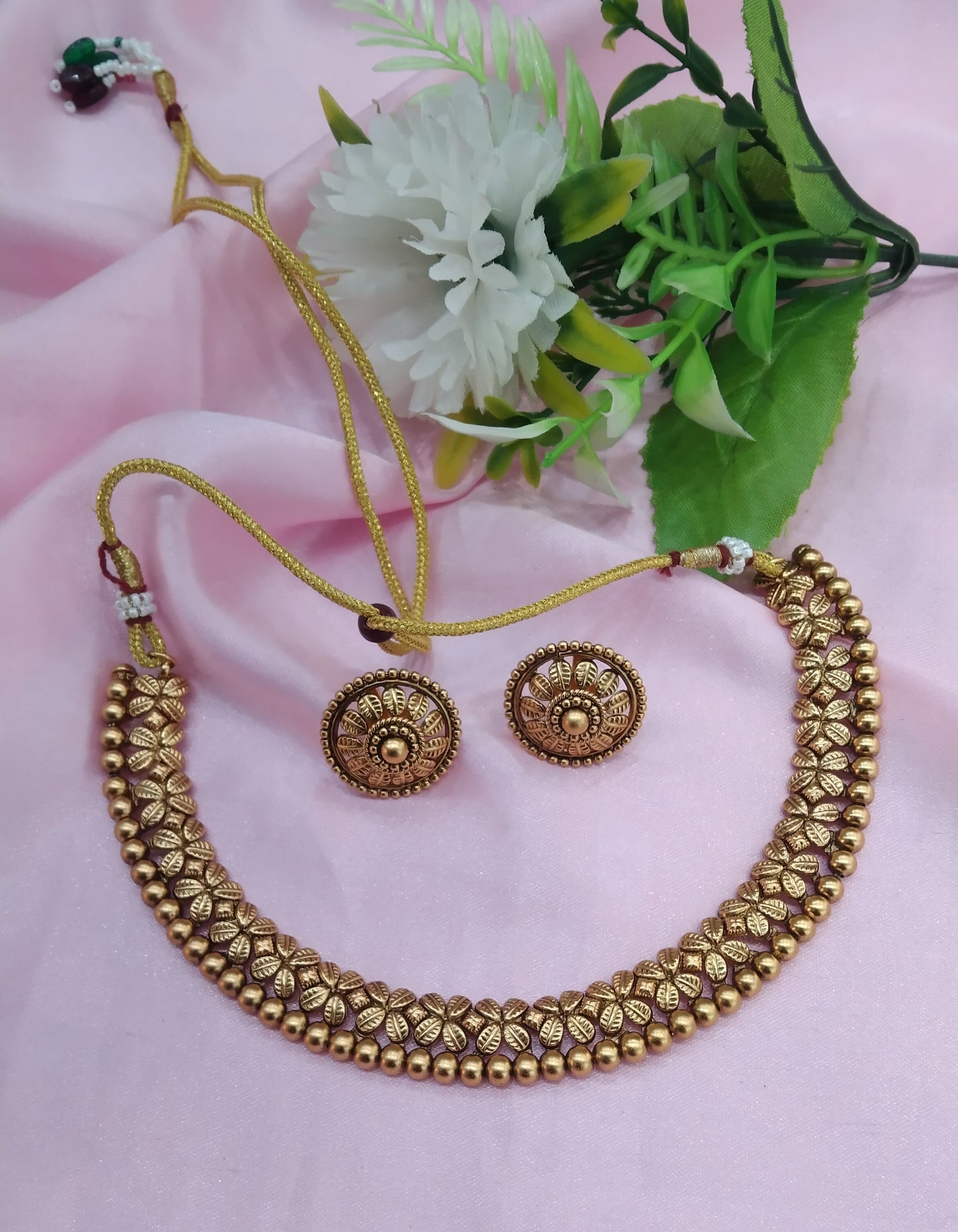 Gold Polki Necklace Jewellery Delta Set