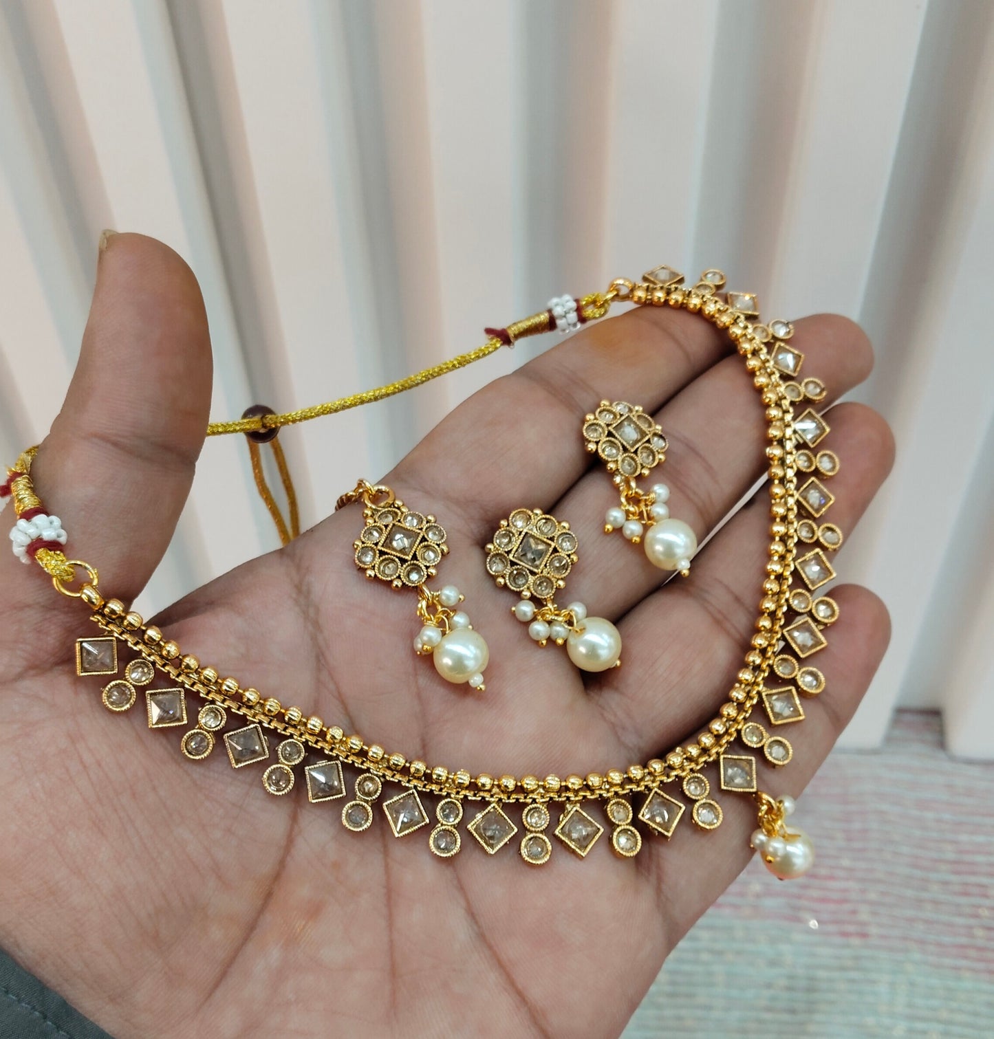 Gold Polki  Necklace Jewellery Studio Set
