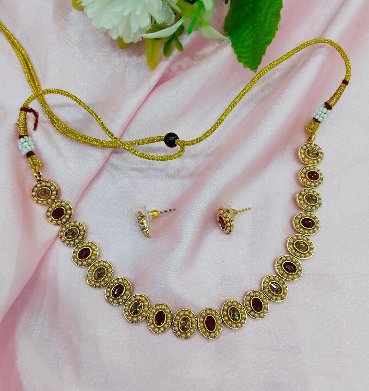 Ruby Gold Polki Necklace Jewellery Studio Set
