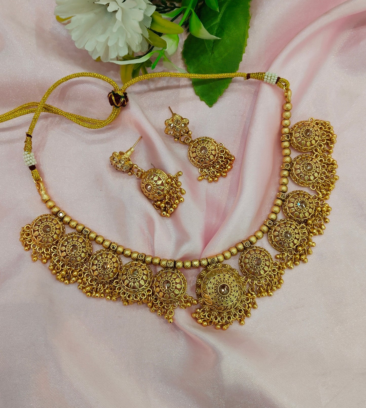 Ruby Gold Polki Jhumka Necklace Jewellery Studio Set