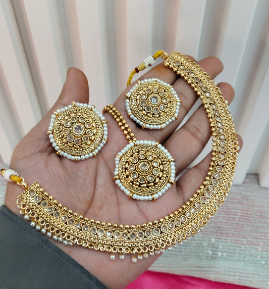 Gold Polki Necklace Jewellery Studio Set