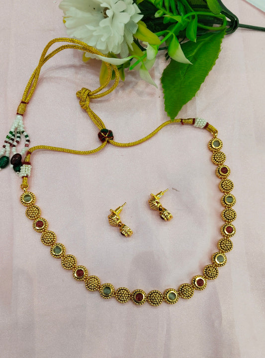 Ruby Pista Gold Polki Necklace Jewellery Studio Set